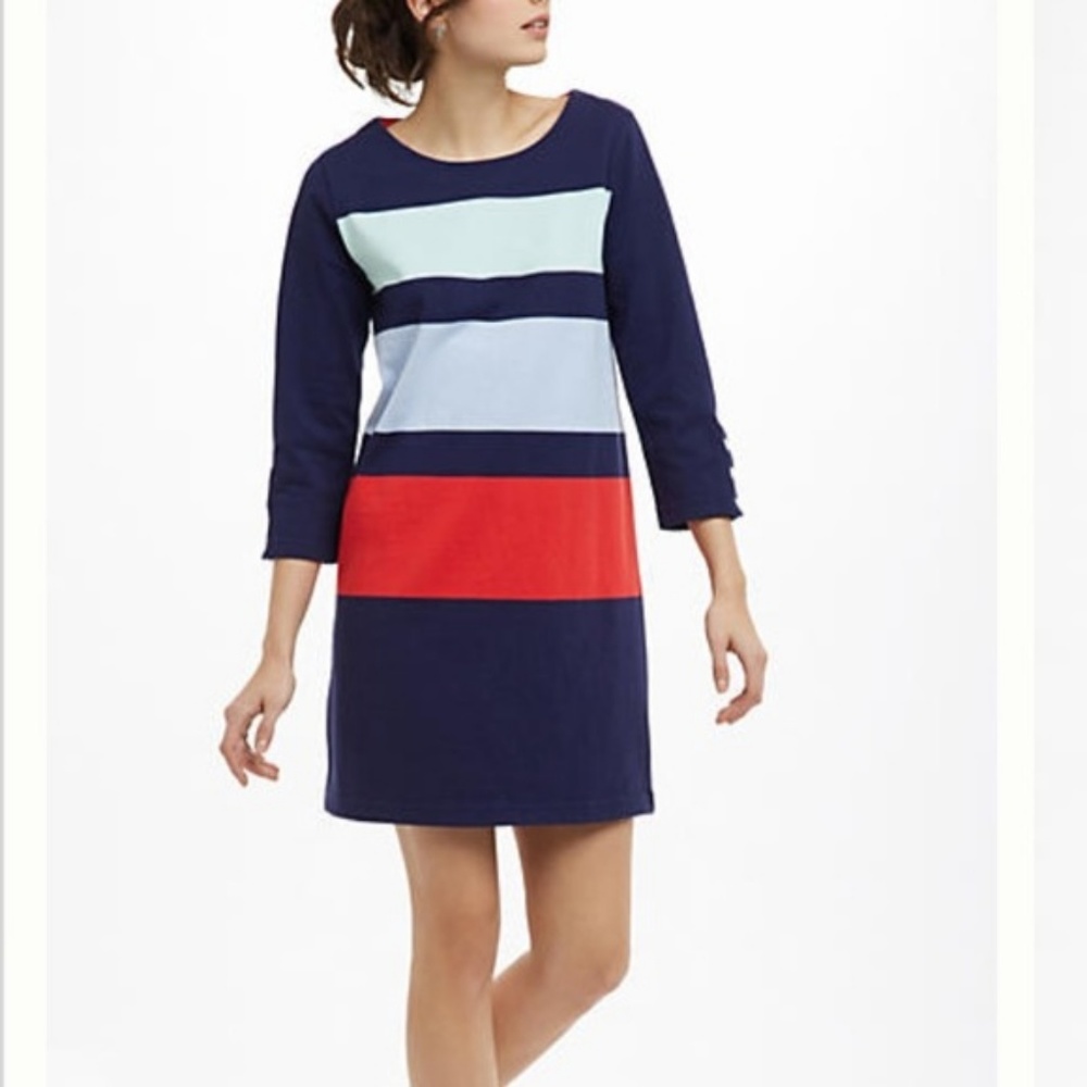 Anthropologie Allihop long Sleeve Dress Color Block XS NWT